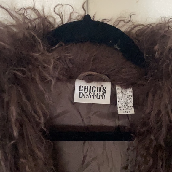 Vintage Chico’s design suede and Mongolian fur trim jacket women’s size small - Picture 3 of 7